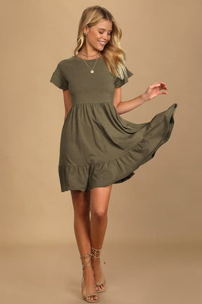 Vestido Babydoll Verde Oliva