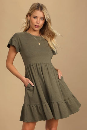 Vestido Babydoll Verde Oliva